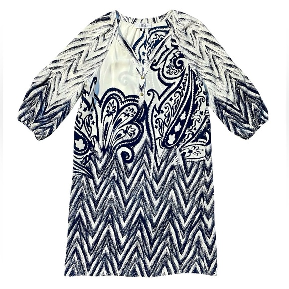 Tibi Dresses & Skirts - NWOT Tibi Paisley Chevron 3/4 Sleeve Print Shift Dress Size 6